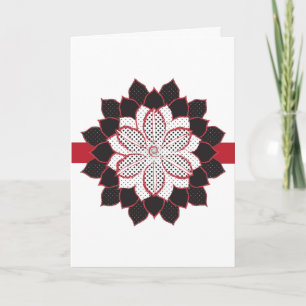 Cartes Pour Fêtes Annuelles Poinsettia abstrait noir, blanc, rouge à pois