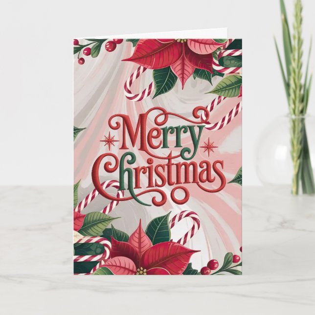 Cartes Pour Fêtes Annuelles Poinsettia and Candy Canes Christmas (Devant)