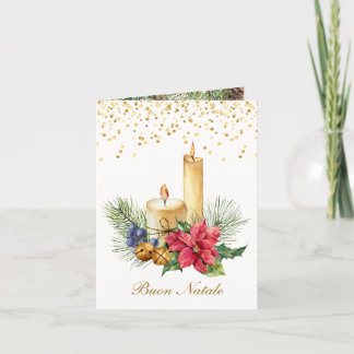 Cartes Pour Fêtes Annuelles Poinsettia, bougies, pin, cloches Noël italien