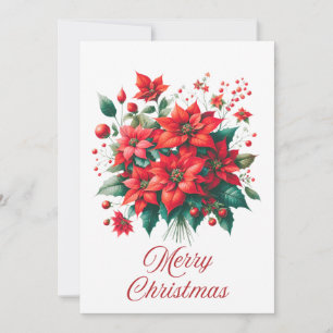 Cartes Pour Fêtes Annuelles Poinsettia Bouquet Merry Christmas Card