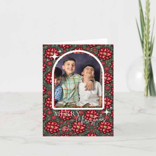Cartes Pour Fêtes Annuelles Poinsettia Christmas Card – Personalized (Devant)