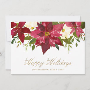 Cartes Pour Fêtes Annuelles Poinsettia Gold Happy Holidays Élégant Noël
