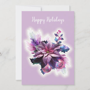 Cartes Pour Fêtes Annuelles Poinsettia rose et lavande
