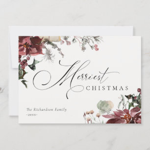 Cartes Pour Fêtes Annuelles Poinsettia rouge pourpre Floral le plus joli Noël