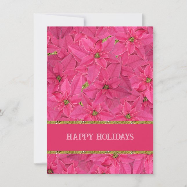 Cartes Pour Fêtes Annuelles poinsettias de couleur Fuchsia, motif floral perso (Devant)