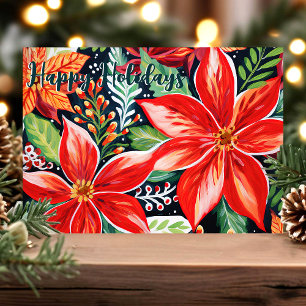 Cartes Pour Fêtes Annuelles Poinsettias de Fête Noël Botanique