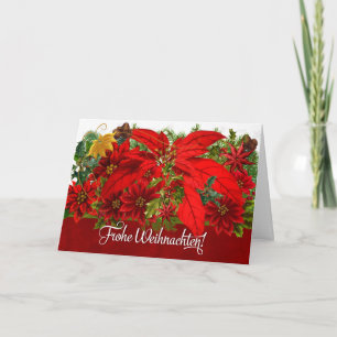 Cartes Pour Fêtes Annuelles Poinsettias de Noël Allemand Frohe Weihnachten!