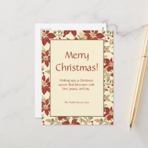 Cartes Pour Fêtes Annuelles Poinsettias rouges de Noël