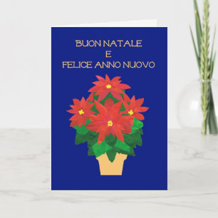 Cartes Pour Fêtes Annuelles Poinsettias rouges sur la salutation de langue