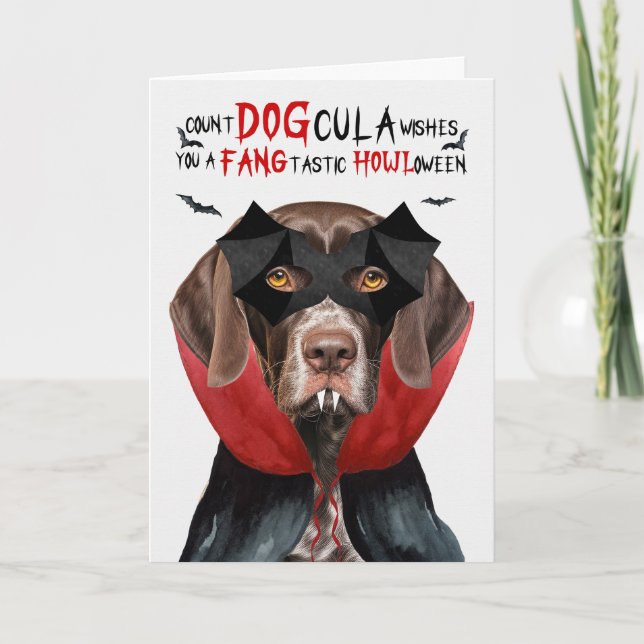 Cartes Pour Fêtes Annuelles Pointer Chien drôle nombre DOGcula Halloween (Devant)