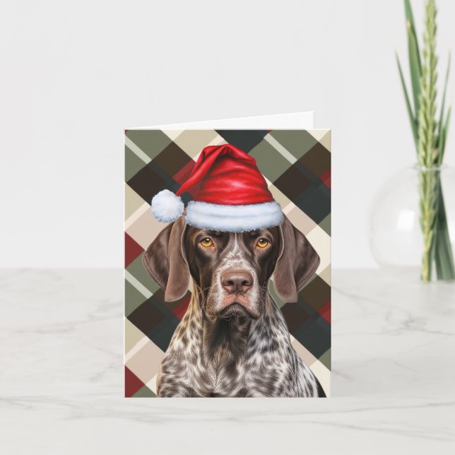 Cartes Pour Fêtes Annuelles Pointeur à courte distance mignon Père Noël Chien  (Devant)