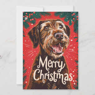 Cartes Pour Fêtes Annuelles Pointeur à poils durs Griffon Joyeux Noël