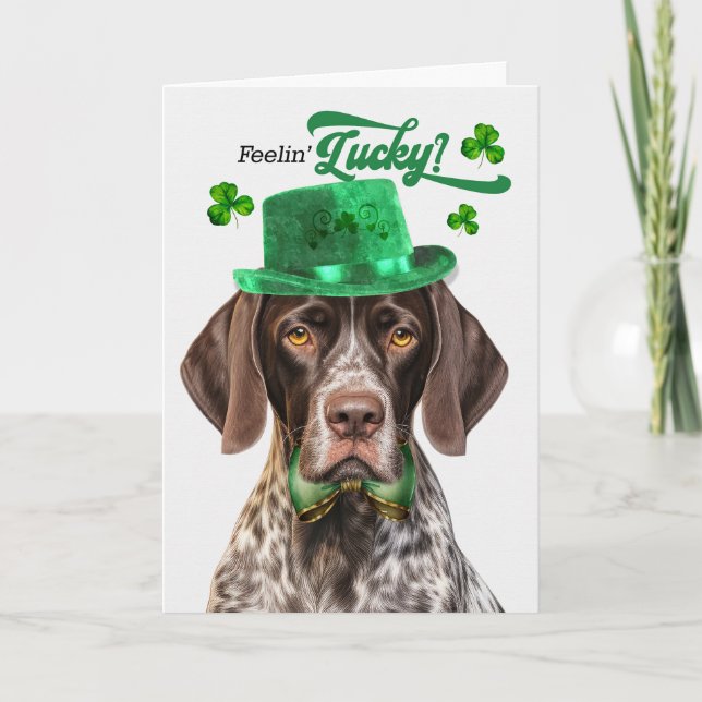 Cartes Pour Fêtes Annuelles Pointeur allemand Shorthair Lucky St Patrick's Day (Devant)