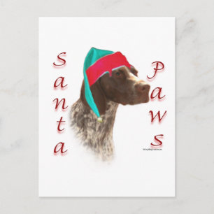 Cartes Pour Fêtes Annuelles Pointeur court allemand Père Noël Paws