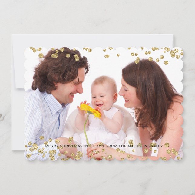 Cartes Pour Fêtes Annuelles Points Gold Confetti Photo personnalisée Noël (Devant)
