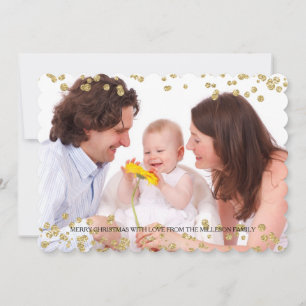 Cartes Pour Fêtes Annuelles Points Gold Confetti Photo personnalisée Noël