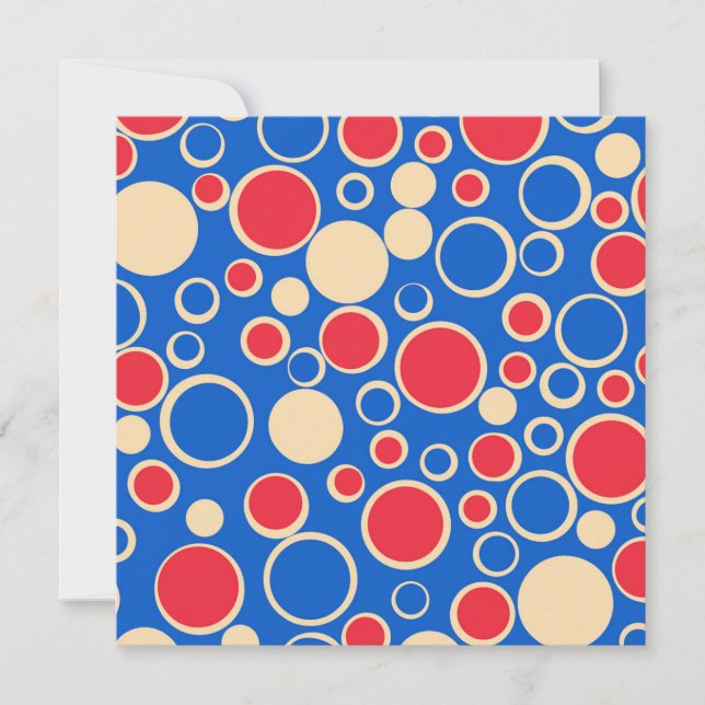 Cartes Pour Fêtes Annuelles Points Rouge Et Bleu Sur Bleu (Devant)