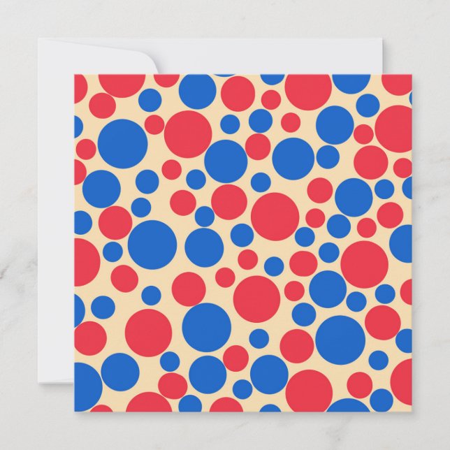 Cartes Pour Fêtes Annuelles Points Rouge Et Bleu Sur Tan (Devant)