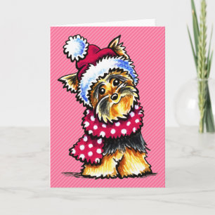 Cartes Pour Fêtes Annuelles Pois d'écharpe d'hiver de Yorkie