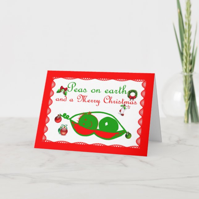 Cartes Pour Fêtes Annuelles Pois des vacances de Joyeux Noël de la terre (Devant)