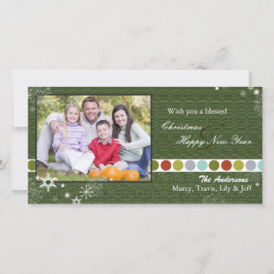 Cartes Pour Fêtes Annuelles Pois modernes et flocons de neige Photo de Noël
