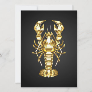 Cartes Pour Fêtes Annuelles Poisson à langouste polygonale dorée sur noir