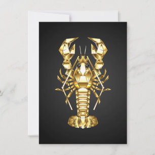 Cartes Pour Fêtes Annuelles Poisson à langouste polygonale dorée sur noir