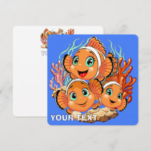 Cartes Pour Fêtes Annuelles Poisson clown Dessin animé mignon Famille Sous l'e