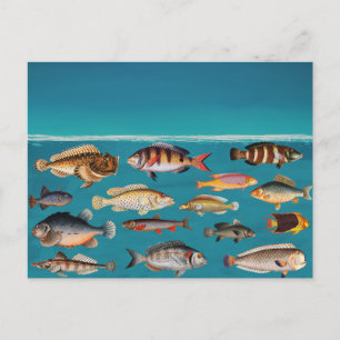 Cartes Pour Fêtes Annuelles Poisson Coloré Sous L'Eau Bleue De L'Océan