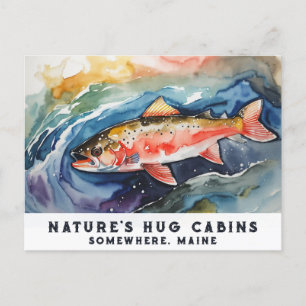 Cartes Pour Fêtes Annuelles *~* Poisson Saumon AP49 Peinture d'aquarelle Maine