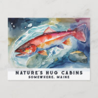 *~* Poisson Saumon nage AP49 Peinture d'aquarelle