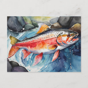 Cartes Pour Fêtes Annuelles *~* Poisson Saumon nage Hommes Cadeau AP49