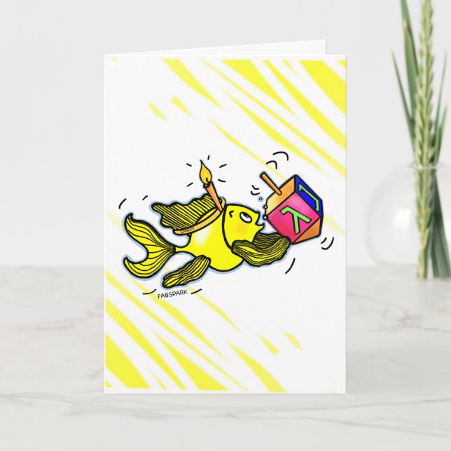 Cartes Pour Fêtes Annuelles Poisson Sparky Hanuka - Comic Cure Dessin Cadeau (Devant)