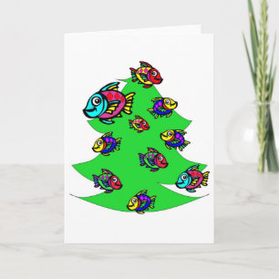 Cartes Pour Fêtes Annuelles poissons à l'arbre de Noël