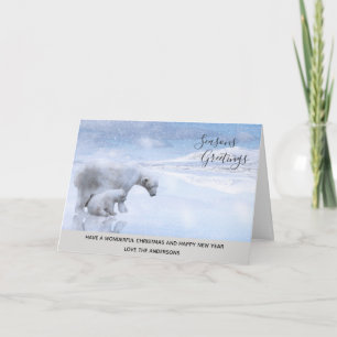 Cartes Pour Fêtes Annuelles Polar Bear Cub Winter Snow Xmas Photo personnalisé