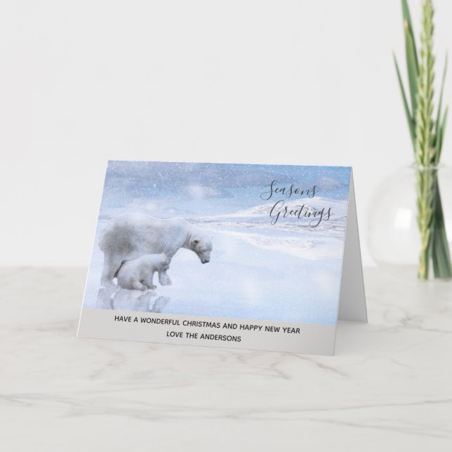 Cartes Pour Fêtes Annuelles Polar Bear Cub Winter Snow Xmas Photo personnalisé (Devant)