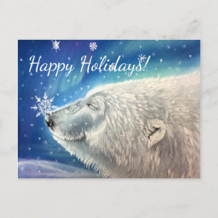 Cartes Pour Fêtes Annuelles Polar Bear Snowflakes Postcard