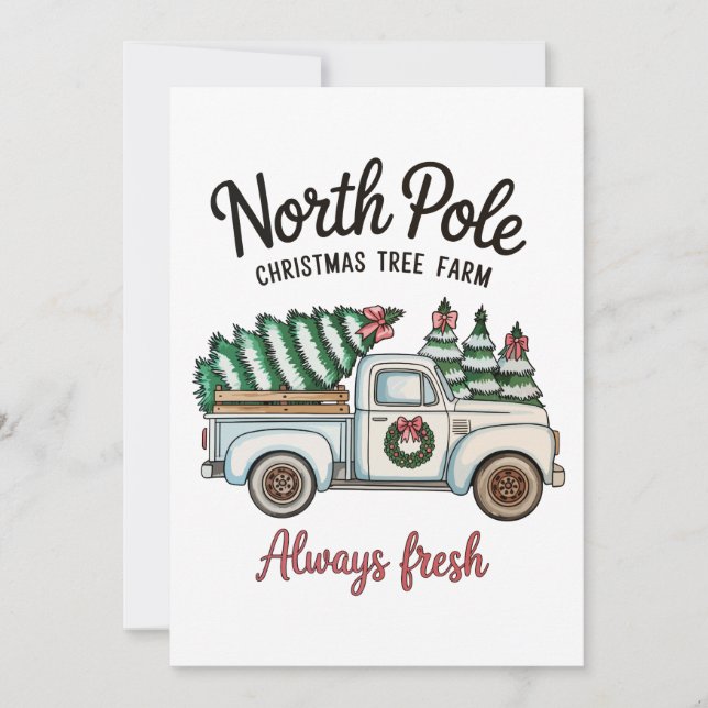 Cartes Pour Fêtes Annuelles Pôle Nord Arbre de Noël Ferme toujours Camion frai (Devant)