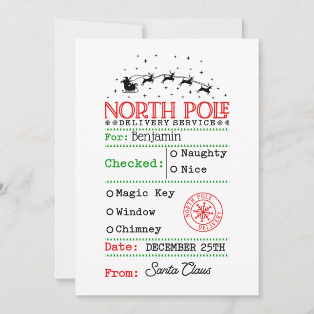 Cartes Pour Fêtes Annuelles Pôle Nord Père Noël Noël personnalisé (Devant)