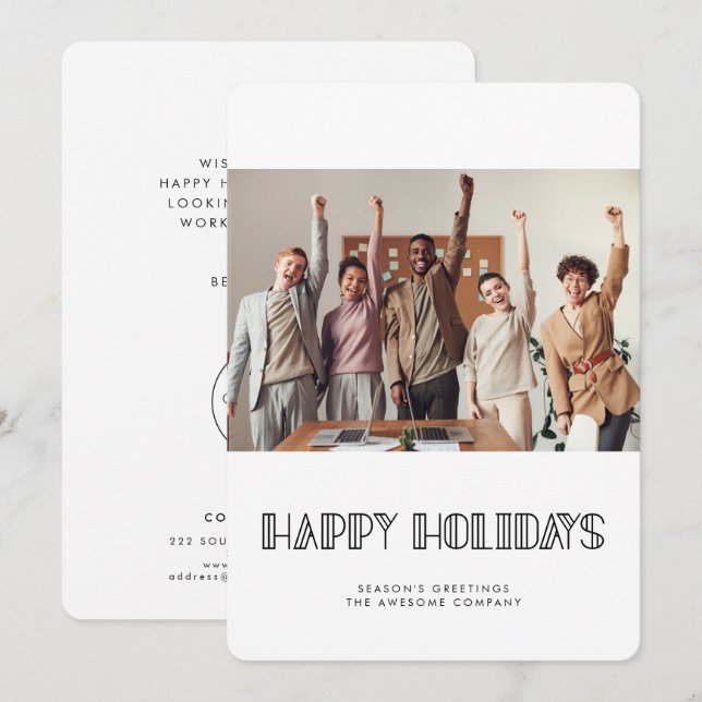 Cartes Pour Fêtes Annuelles Police Art déco rétro Photo d'entreprise (Devant / Derrière)