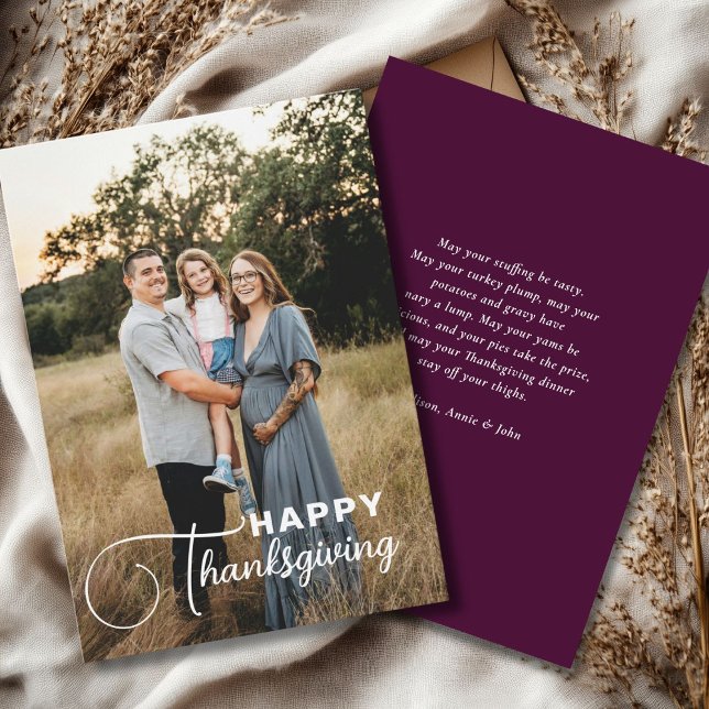 Cartes Pour Fêtes Annuelles Police de script "Bon thanksgiving", 1 photo ("Happy Thanksgiving!" Simple Thanksgiving, Photo Card, script font, modern.)