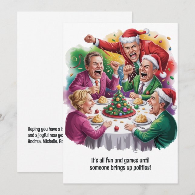 Cartes Pour Fêtes Annuelles Politique de famille amusante à Noël (Devant / Derrière)