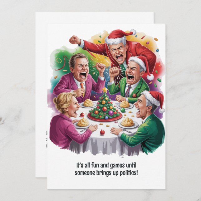 Cartes Pour Fêtes Annuelles Politique de famille amusante pour Noël (Devant / Derrière)