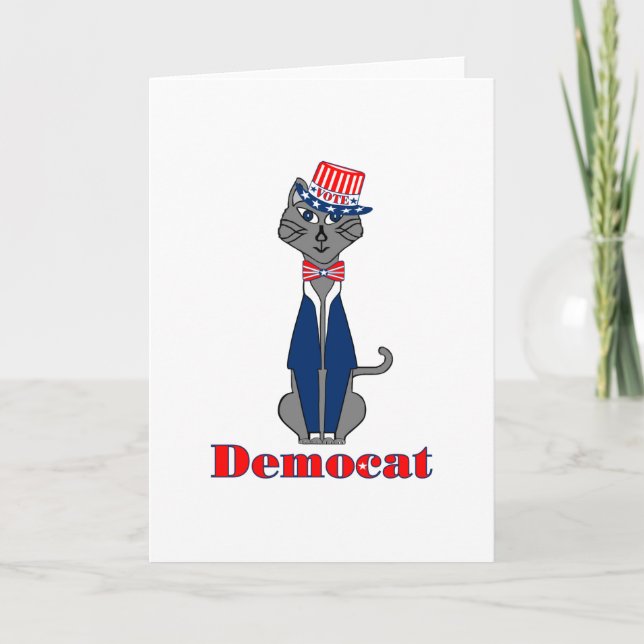 Cartes Pour Fêtes Annuelles Politique de vote démocratique de chats drôle (Devant)