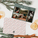 Cartes Pour Fêtes Annuelles Polka Boho vert point cinq photos<br><div class="desc">Cette carte de vacances à cinq photos de boho vert polka point est parfaite pour votre accueil de vacances à la bohème moderne inspiré de la ferme. La police de caractères rustique classique mais délicate dessinée à la main lui donne un aspect terreux vintage tout en le gardant mignon et...</div>