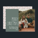 Cartes Pour Fêtes Annuelles Polka Boho vert point Noël photo unique<br><div class="desc">Cette carte de vacances en boho vert pois Noël simple photo est parfaite pour votre accueil de vacances en bohème moderne inspiré de la ferme. La police de caractères rustique classique mais délicate dessinée à la main lui donne un aspect terreux vintage tout en le gardant mignon et simple. Les...</div>