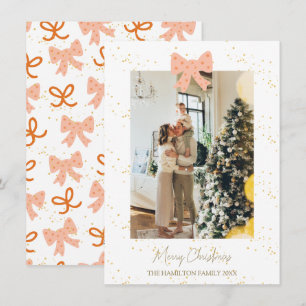 Cartes Pour Fêtes Annuelles Polka Dot Coquette Bow Photo Noël