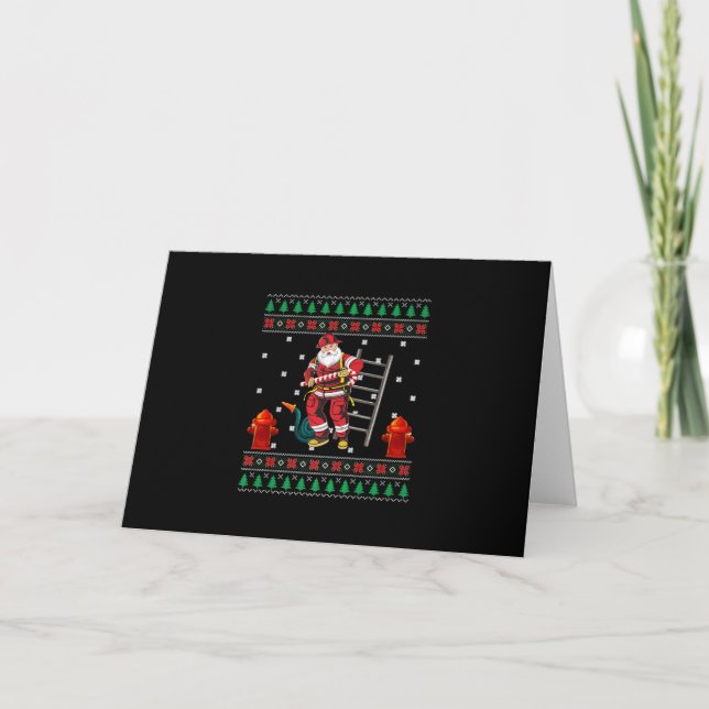 Cartes Pour Fêtes Annuelles Polo de Noël laid pour pompier Xmas garçons filles (Devant)