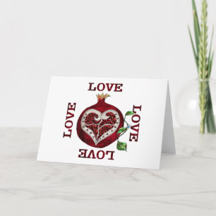 Cartes Pour Fêtes Annuelles Pomegranate Heart LOVE Valentine