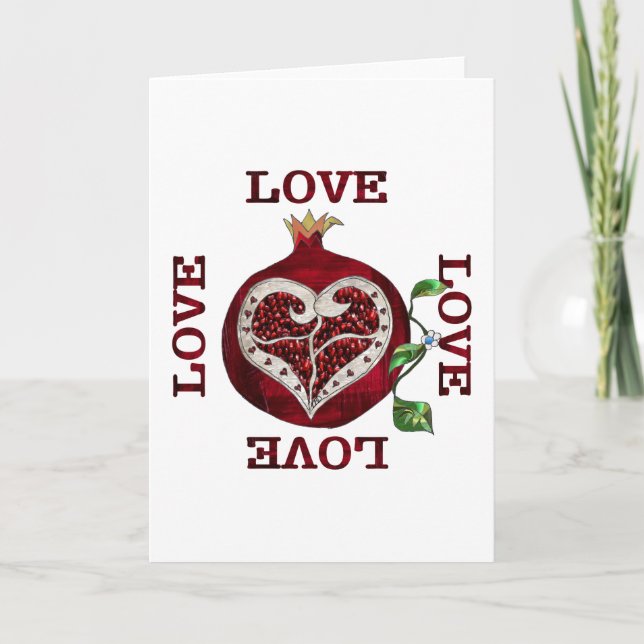 Cartes Pour Fêtes Annuelles Pomegranate Heart LOVE Valentine (Devant)